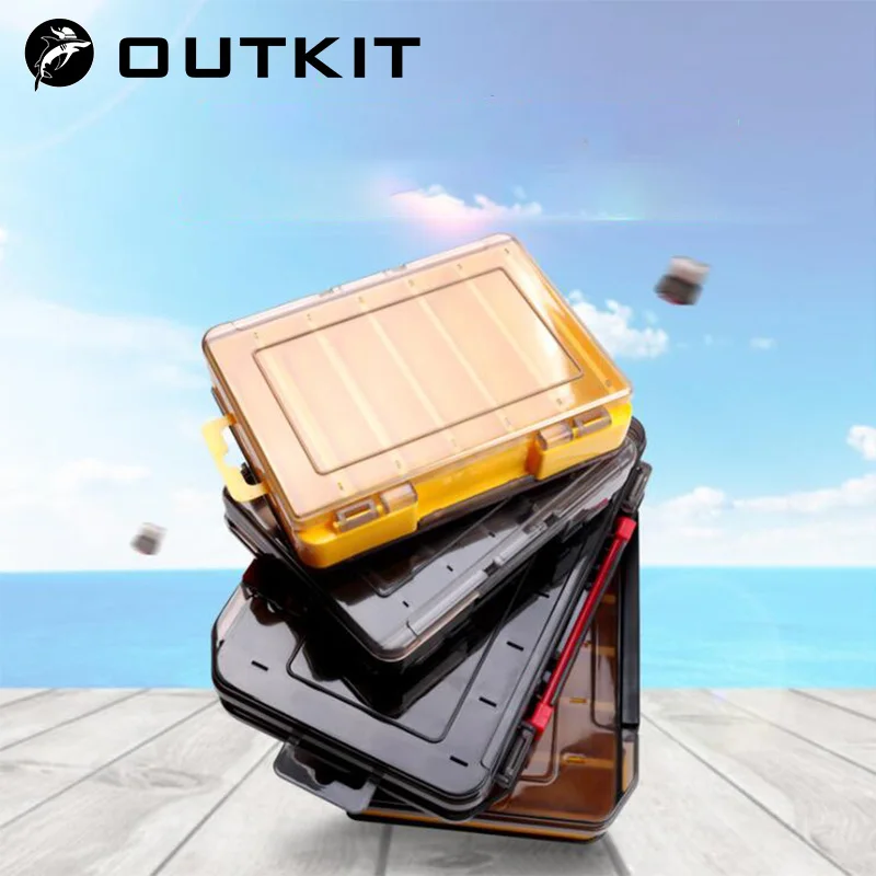 

OUTKIT Double Sided Fishing Tackle Box 12/14 Compartment Lure Hook Fishing Bait Lure Hook Storage Box Storage Box Multi-function