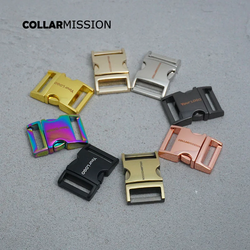 50pcs/lot Engraved side release metal buckle kirsite DIY dog collars parts durable security lock 20mm webbing 8 kinds