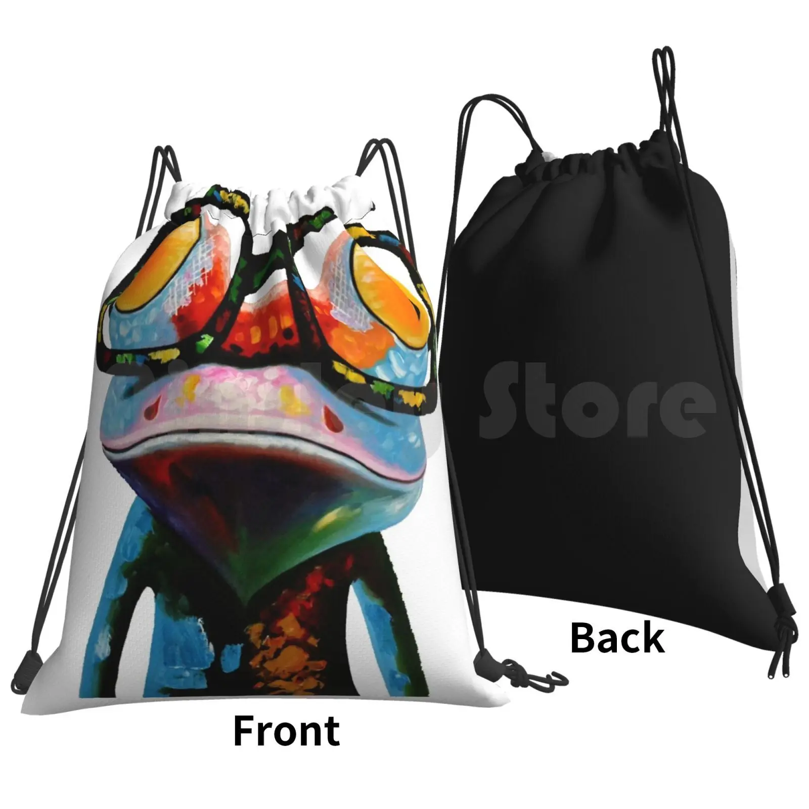 Cling Backpack Drawstring Bag Riding Climbing Gym Bag Hipster Frog Nerd Glasses Hipster Frog Nerd Glasses Glasses Tree