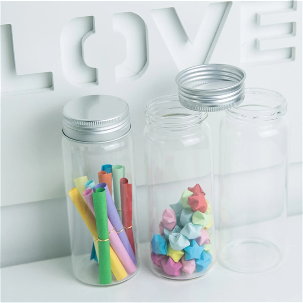 150ml Limpid Glass Jar with Silver Aluminum Lid 6Pcs Gifts Crafts Cosmetic Vials Creative Refillable Sub Bottles