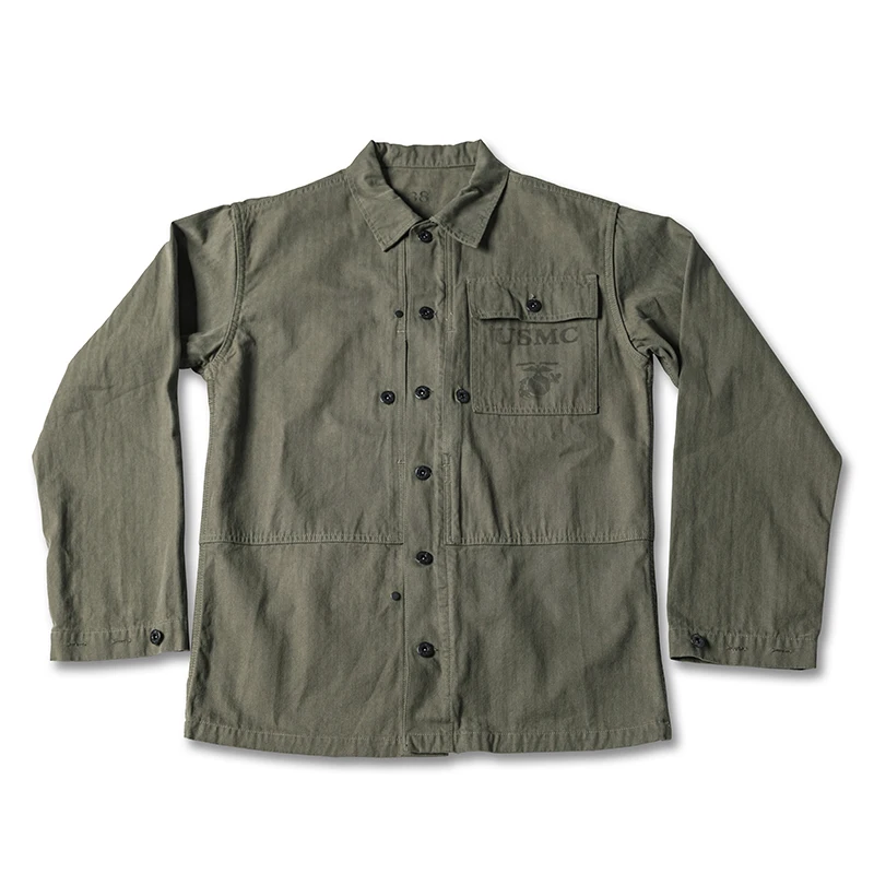 Bronson WW2 USMC P-44 Utility Jackets Vintage Herringbone Twill Combat Uniform