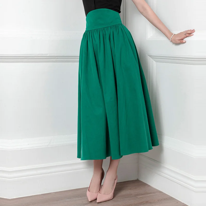 High End French Skirt Summer New Retro Style Hepburn Style High Waist Big Swing Umbrella Skirt