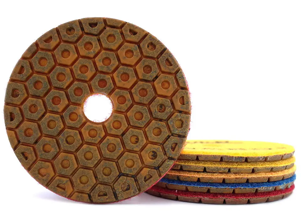 RIJILEI 4 Zoll Super-Steinpolierpads 6-Stufen-Hybrid Extra Hartes Material Nasspolierpad für Granit Marmor Schleifscheiben – Detail 6