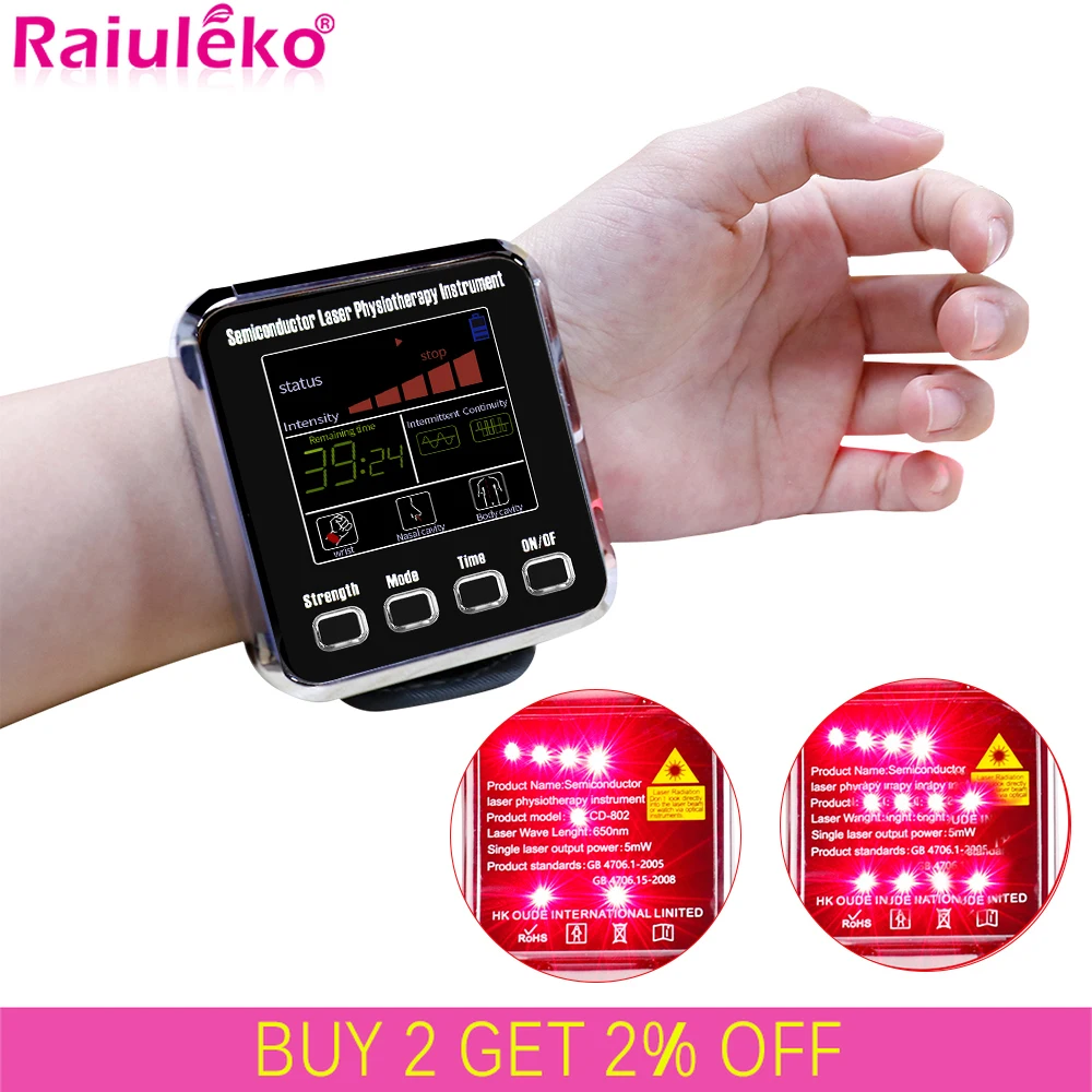 12/7 Holes 650nm Laser Therapy Watch LLLT Wrist Watch For Diabetes Cholesterol Hypertension Treatment Laser Sinusitis Therapy