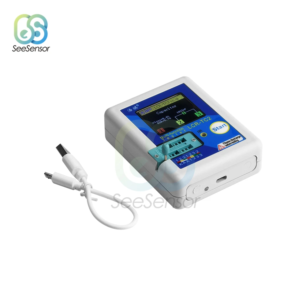 ใหม่ LCR-TC2จอแสดงผล LCD มัลติมิเตอร์เครื่องทดสอบทรานซิสเตอร์ Diode Triode ตัวเก็บประจุตัวต้านทานเครื่องวัด ESR LCR NPN PNP MOSFET