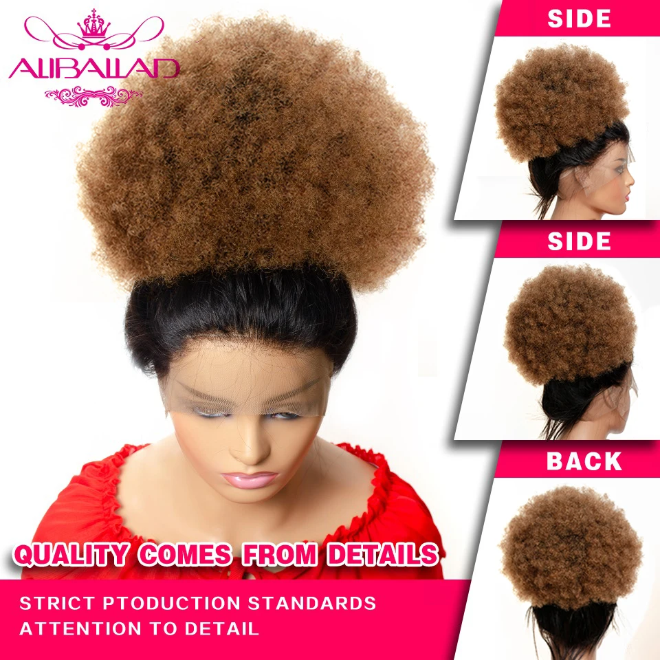 Afro Kinky Curly Ponytail Brazilian Ombre Remy Hair Drawstring Afro Puff Pony Tail Clip In Hair Extensions 6\