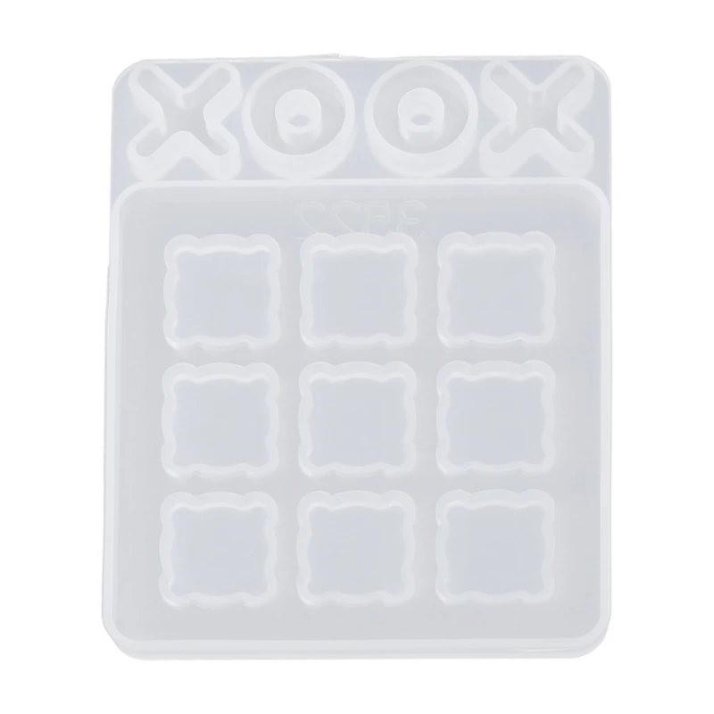 R58E Small Tic Tac Toe Molds for Resin Casting Small O X Board Game Silicone Mold DIY Craft Classic Board Family Games Molds