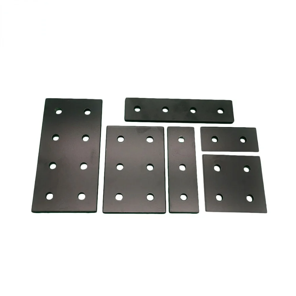 1pc Black Strip Plate aluminum connector fastener 2020 3030 4040 6060 8080 2/3/ 4 Hole Angle Connector Aluminum Mount Plate