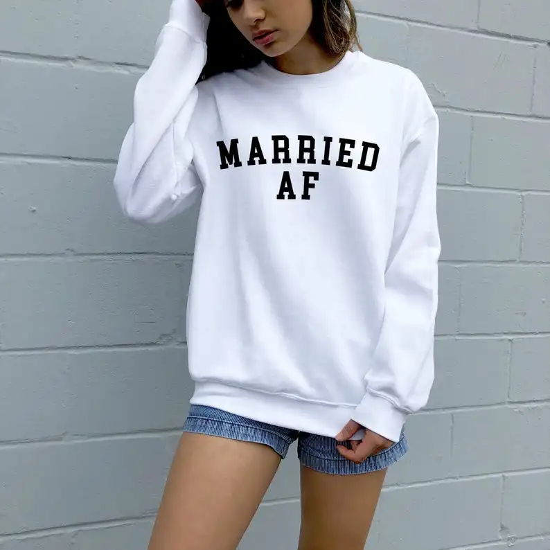 

Married AF Bachelorette Party Female Sweatshirt Black Funny Letter Full Long Sleeve Top Shirt Fashion Harajuku Hoodies Pullovers