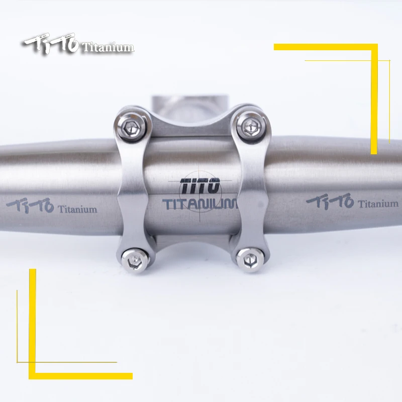 TiTo Lightweight titanium MTB/Road bicycle parts Titanium alloy Bike Handlebar with Bike Seatpost/seat tube titanium stem Sets