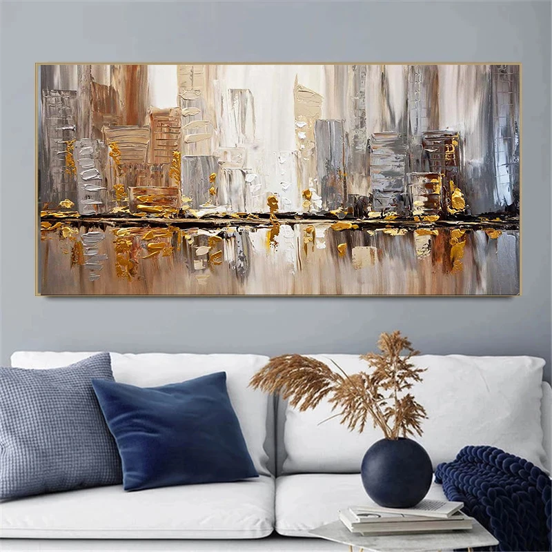 GATYZTORY40x80cm Frame Diy Painting By Numbers City Corrugation Painting Acrylic Paint By Numbers Large Size For Living Room Art