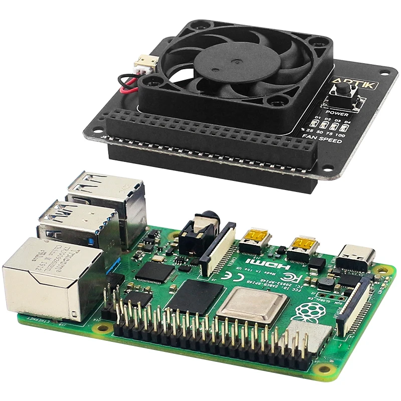 Argon Raspberry Pi 4B 3B+ 3B Temperature Control Fan Hat GPIO Expansion Board with Cooling Fan Function Power Button