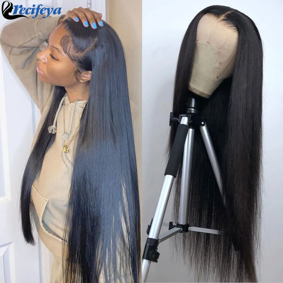 Transparent 13x4 Lace Front Wig 30 Inch Brazilian Straight Hair Lace Front Wig Bone Striahgt Human Hair Lace Wig Preplucked Lace