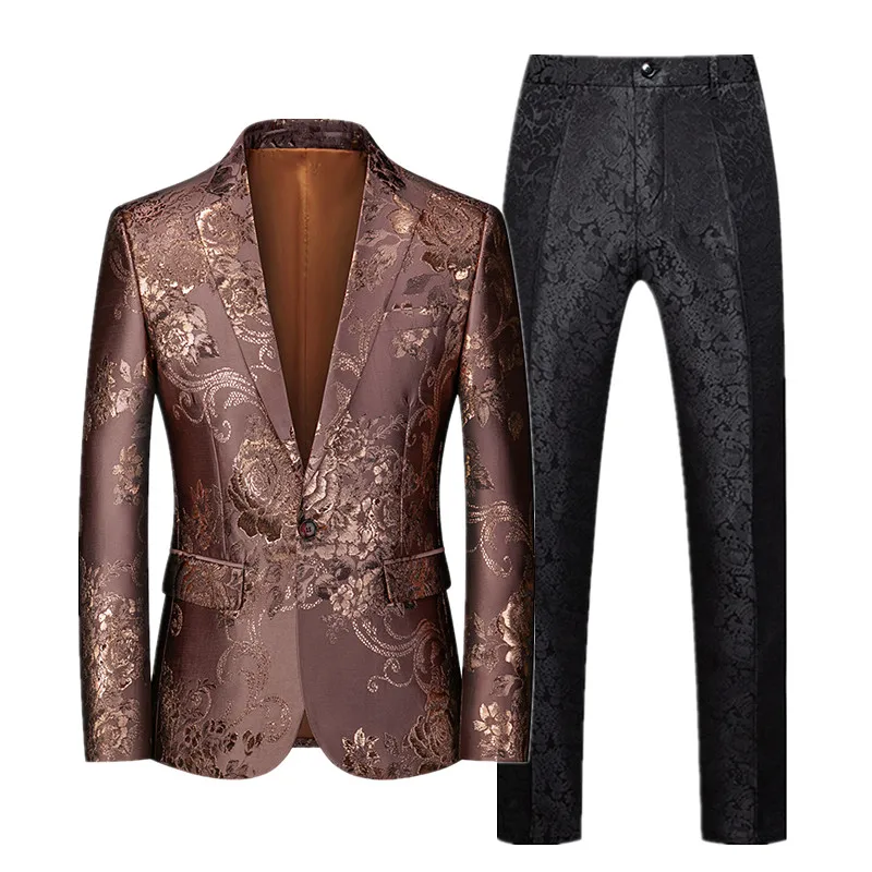 Esmoquin de marca de lujo para hombre, Blazer y Pantalones de fiesta de boda, trajes ajustados, chaqueta y Pantalones de talla M-6XL asiática, 2