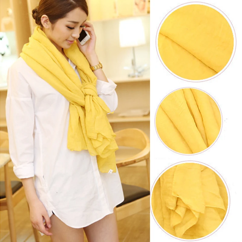 180*45cm Candy Colored Cotton Linen Long Scarf Solid Color Soft Scarves Shawls Monochrome Silk New Women Beautiful Gift Scarf