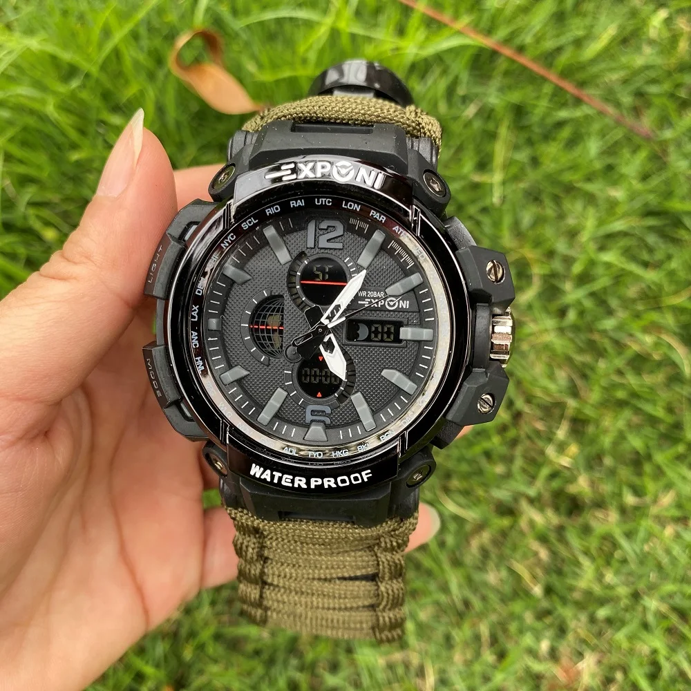 Outdoor Tactical Survival Watch Wristband Bracelet Camping Kit Survive Paracord Watch EDC MultiTool Bracelet Waterproof