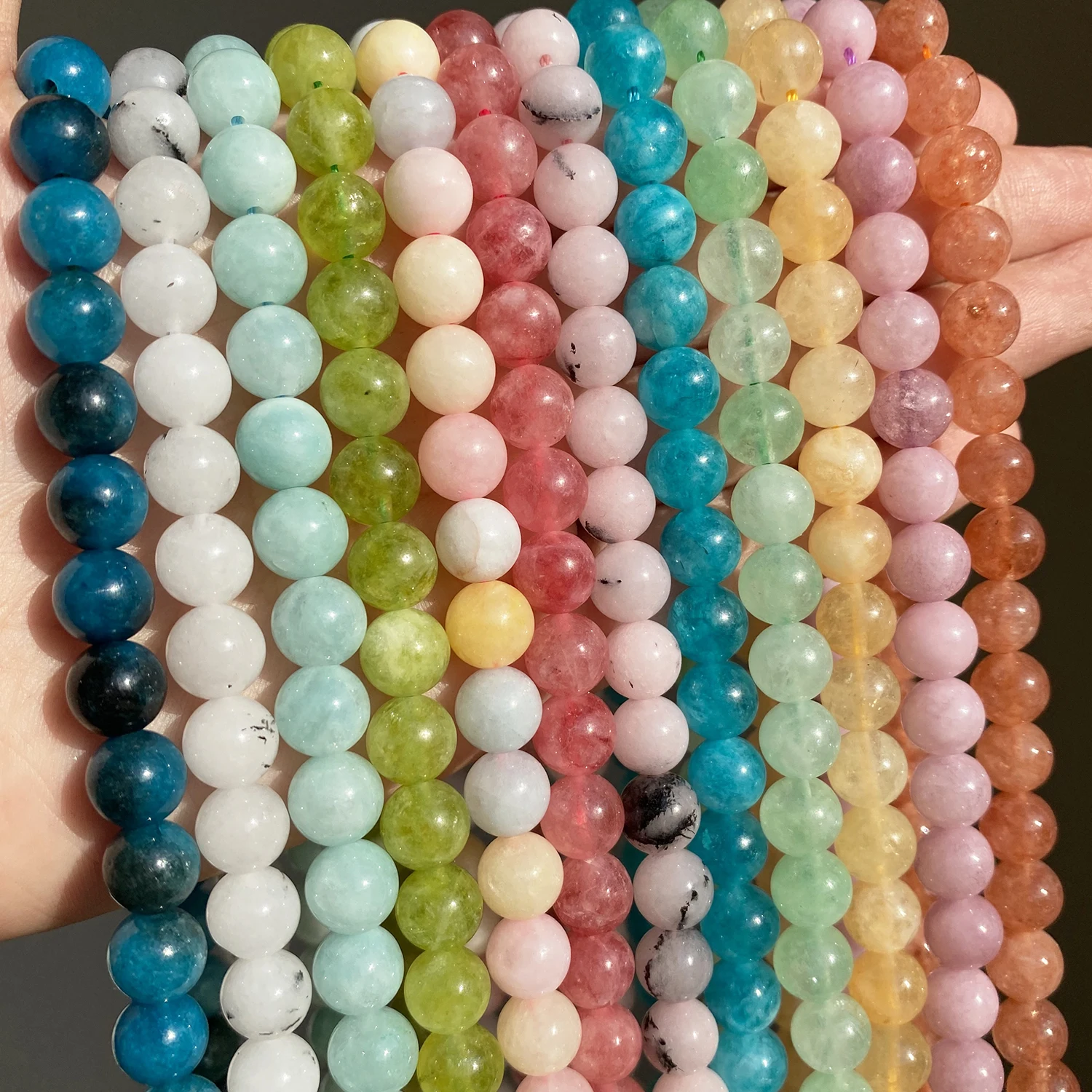 

Wholesale 4 6 8 10 12mm Natural Stone Beads Amazonite Apatite Peridot Jades Beads For DIY Making Bracelet Necklace Jewelry 15''