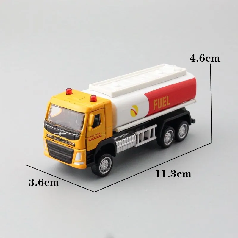 Diecast Metal Toy Car Model 1:72 Scale Oil Tnak Container Truck Engineering Pull Back Educational Collection Gift Kid Match Box