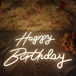 Feliz aniversário LED Neon Light para Bar, Pub, Clube, Casa, Restaurante, Luzes de parede penduradas