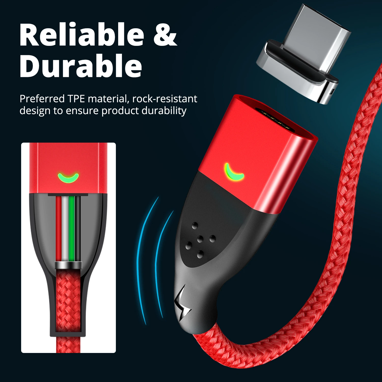 ANMONE Magnetic Cable Type C Magnetic Charging Cable Micro USB Magnetic Charger For Huawei Samsung Xiaomi Android Quick Charge