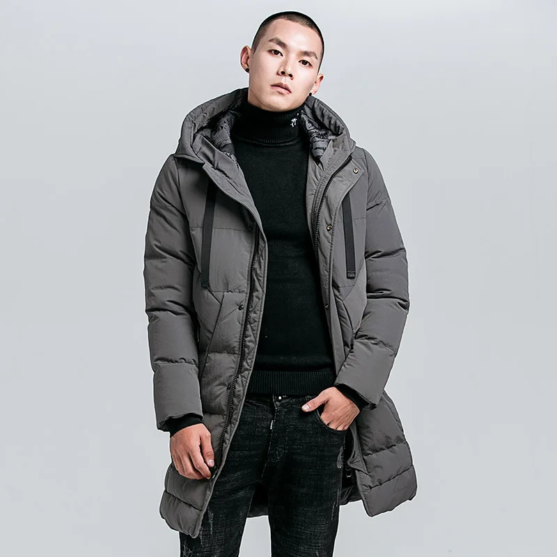 

Men Plus Size 4XL Thick Warm Slim Fit Male Overcoat Mens Long Down Jacket Coat Luxury Brand Winter Solid Black Parkas