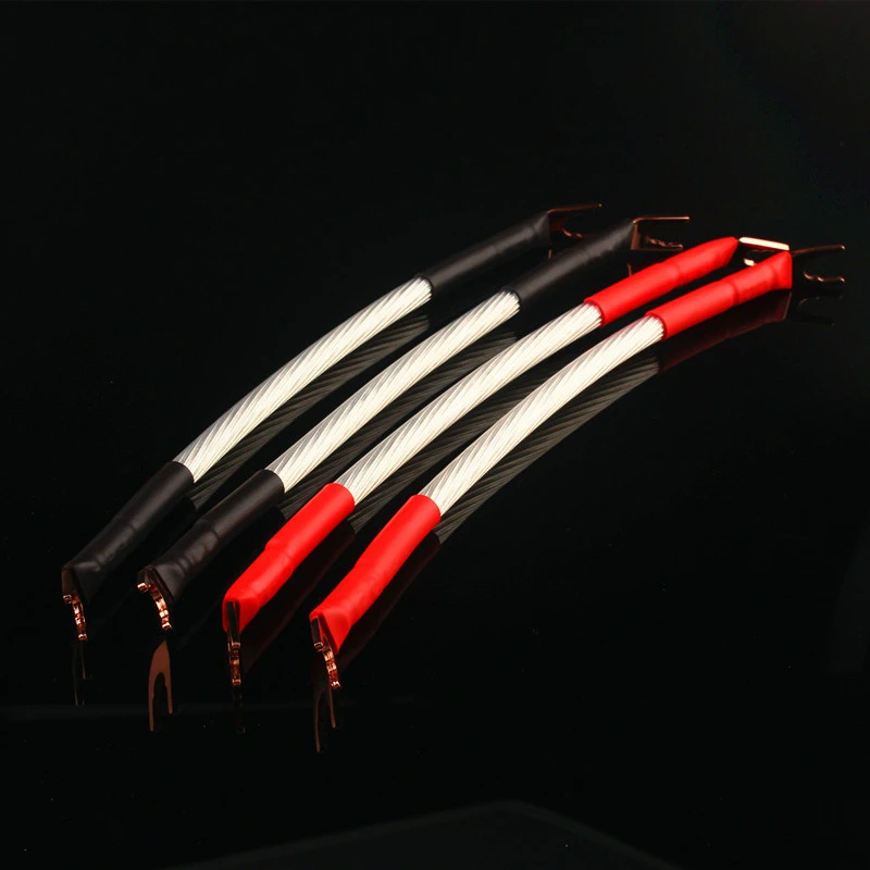 Kabel Jumper Audio Berlapis Perak HIFI 5N OCC Kabel Speaker Jumper Jembatan Konektor Y Sekop Steker Pisang