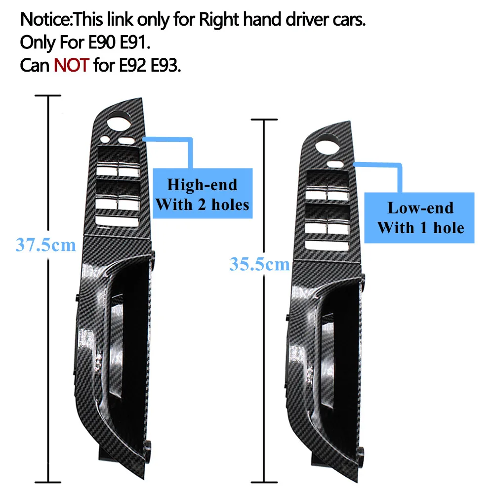 Manija de puerta interior de fibra de carbono LHD RHD mejorada, Kit de reemplazo de cubierta de Panel embellecedor para BMW Serie 3, E90, E91, 316,