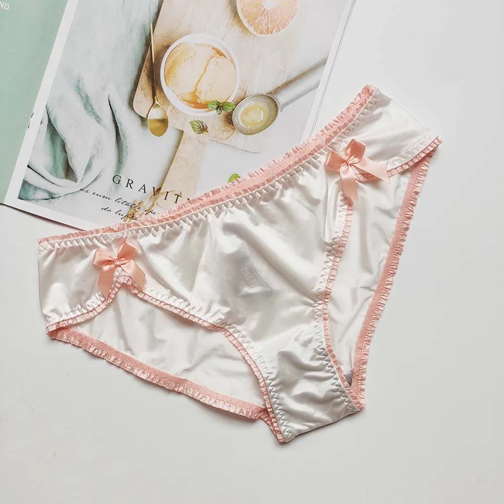 Intimo da donna di lusso con fiocco in raso solido Vintage slip senza cuciture in cotone mutandine Sexy perizoma sessuale Lingerie femminile