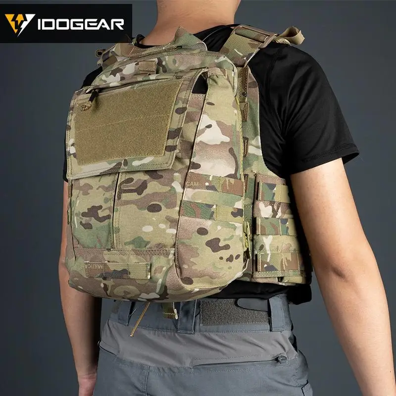 IDOGEAR Hunting Molle Tactical Zip on Panel Pouch Plate Carrier Backpack for AVS JPC2.0 Vest Caza Airsoft Accessories