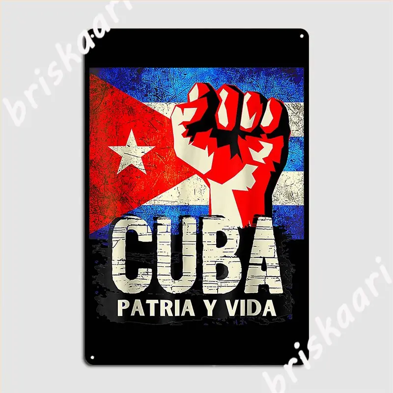 Cuban Protest Fist Flag Sos Cuba Poster Metal Plaque Cinema Wall Decor Wall Cave Funny Tin Sign Poster