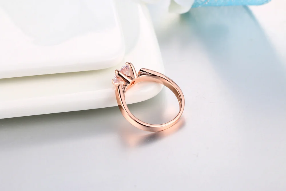 Verlobungs- und Eheringe für Frauen, Klassischer Runder Damenring mit Zirkonia-Stein, Damenring-Accessoires, Schmuck R053 – Detail 4