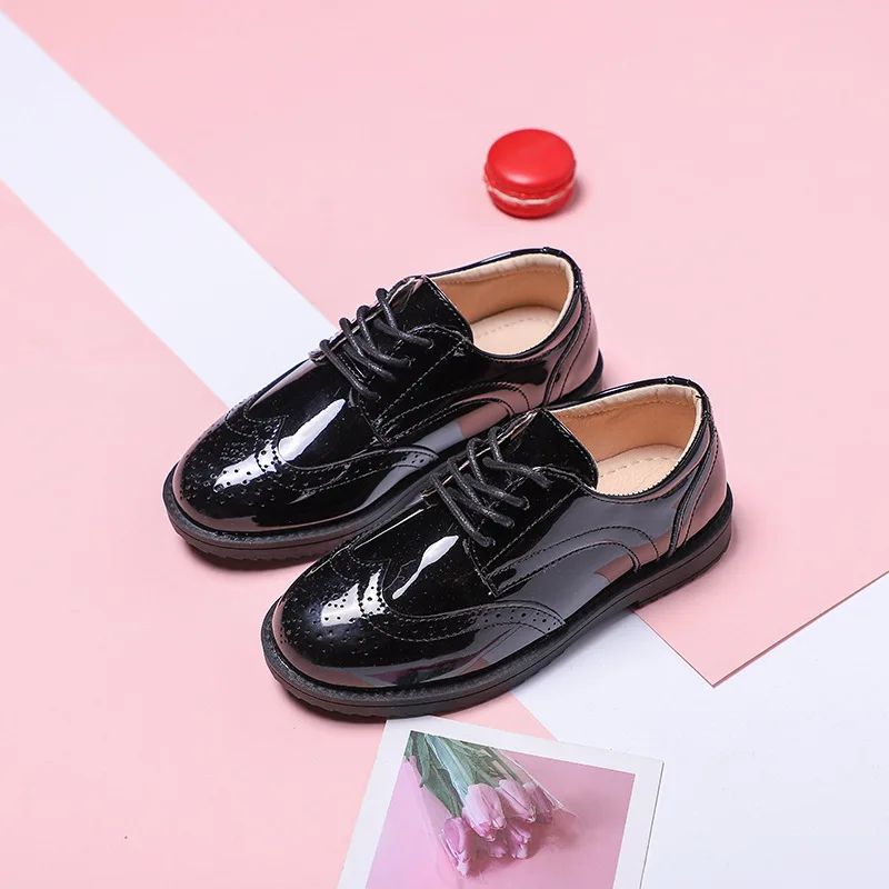 Teens Kids Boys Shoes 2020 For Children Patent Leather Dance Shoes School Show Spring 2021 3 4 5 6 7 8 9 10 11 12 15 16 Year Old