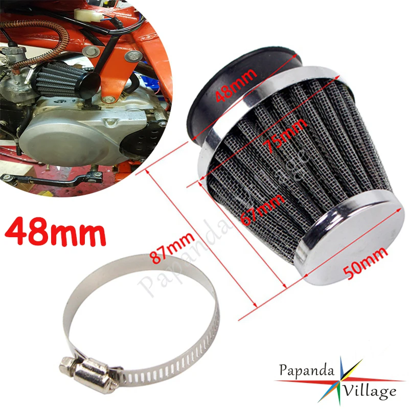 48mm Universal Motorcycle Mushroom Head Air Cleaner Clamp On Air Filter Intake Induction Kit for ATV Quad Dirt Pit Bike Off Road