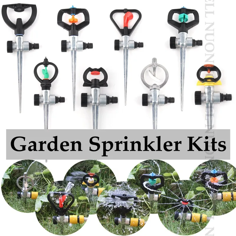 

Greenhouse Spray Kit 1/2"&3/4" Thread Rotary Nozzle Garden Sprinkler With Metallic Ground Rod Spike Water Sprinklers Irrigation