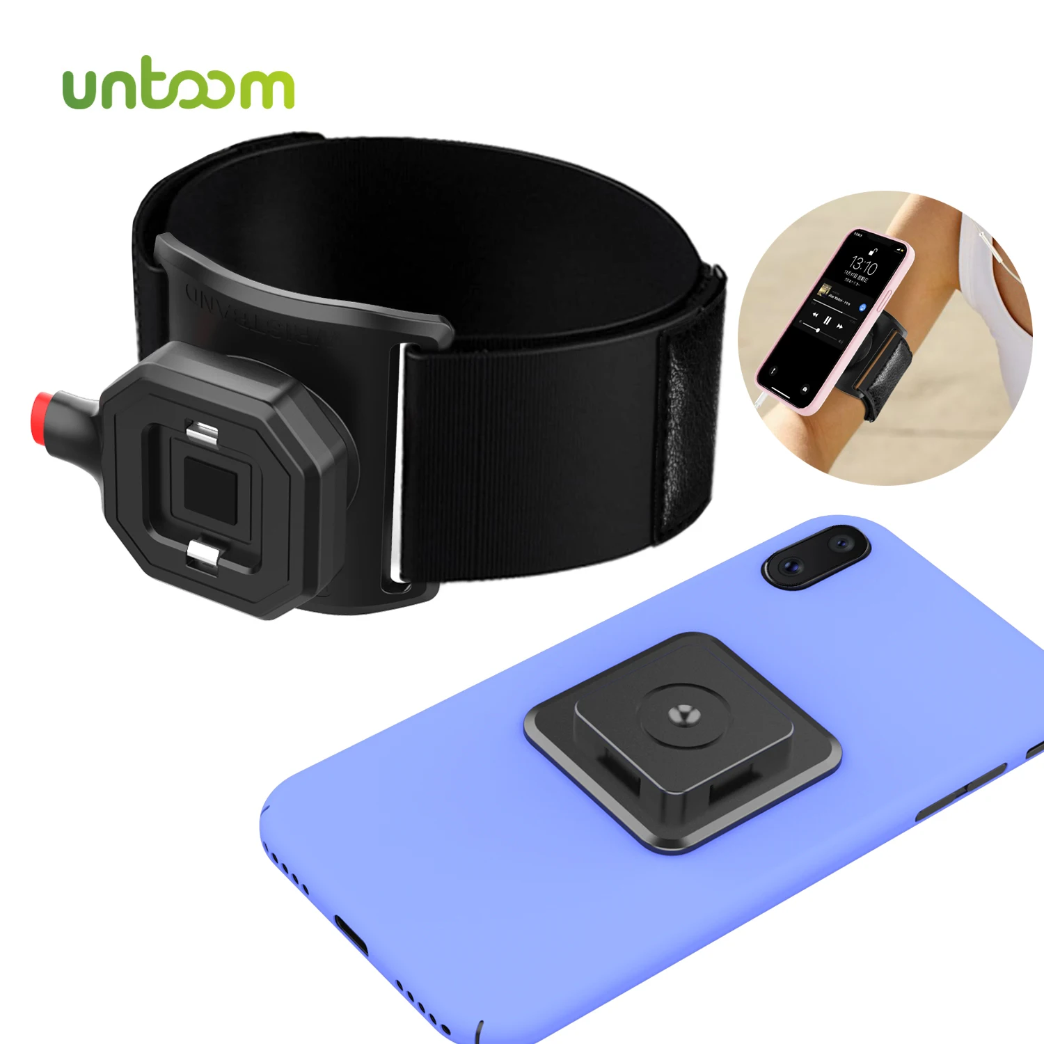 Untoom Universal Running Armband Quick Mount Sports Wristband Cell Phone Holder Mount for iPhone 15 14 13 Pro Max Xiaomi Samsung