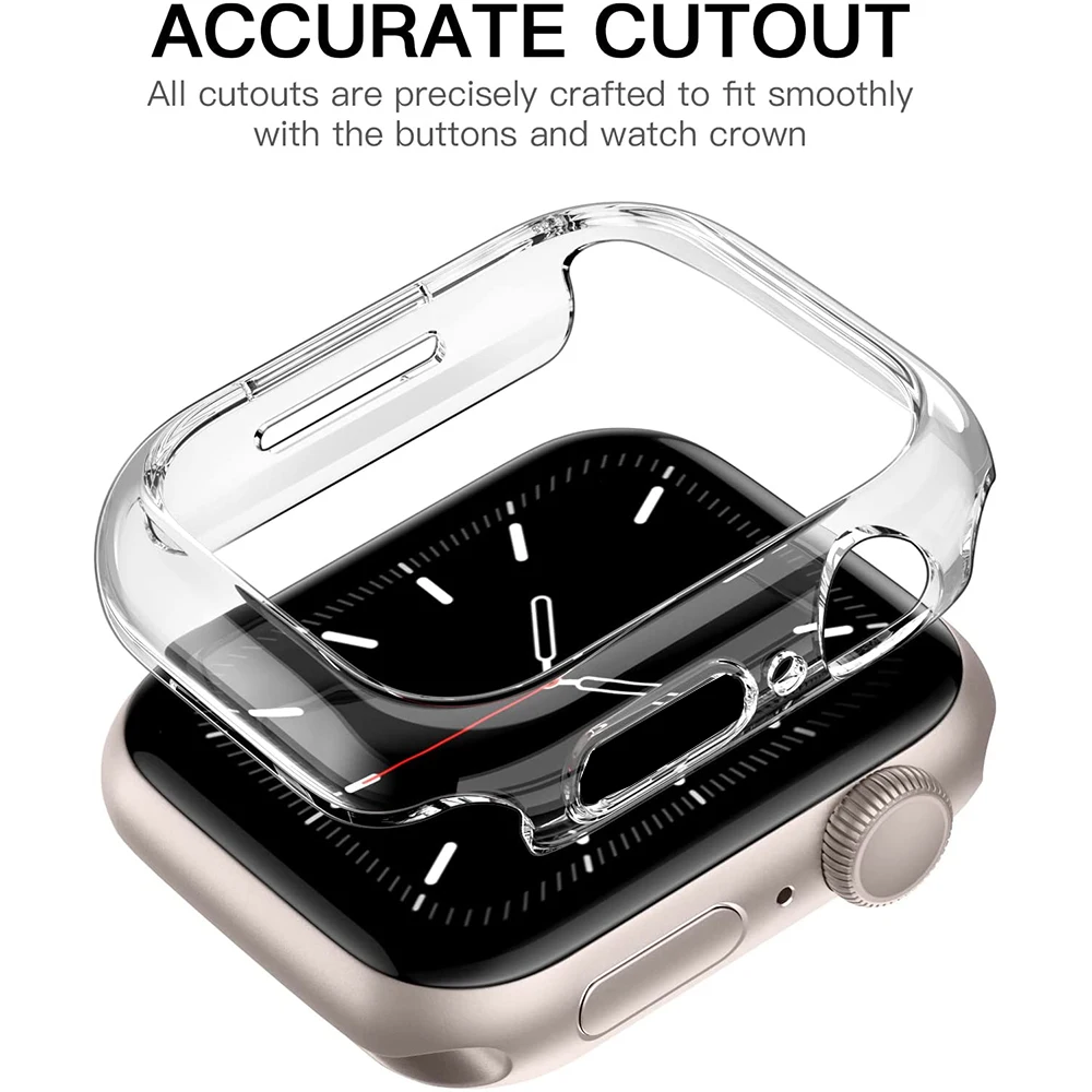 Case+Glass for Apple Watch Series 7/8 41mm 45mm Screen Protector 38mm42mm Film with Bumper iWatch 654 40mm 44mm Protective Cover