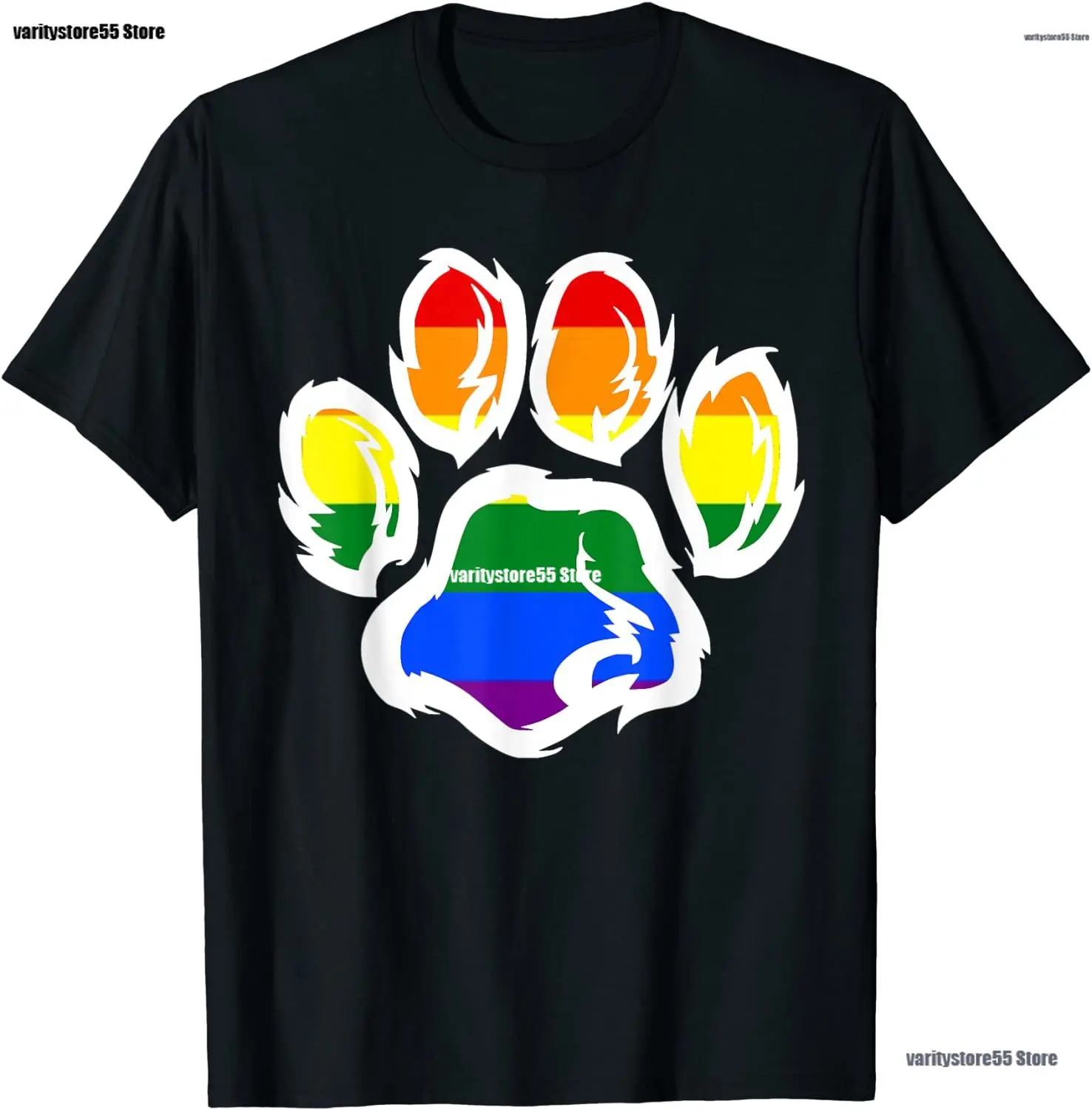 2021 Summer new print best Selling LGBT Ally Furry Pride Rainbow Fursuit Dog Paw Print T-Shirt Short Sleeve for unisex