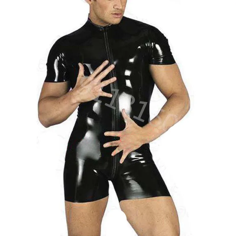 

Men long sleeved latex bodysuit with front crotch zipper fetish exotic latex jumpsuit Latex Catsuit