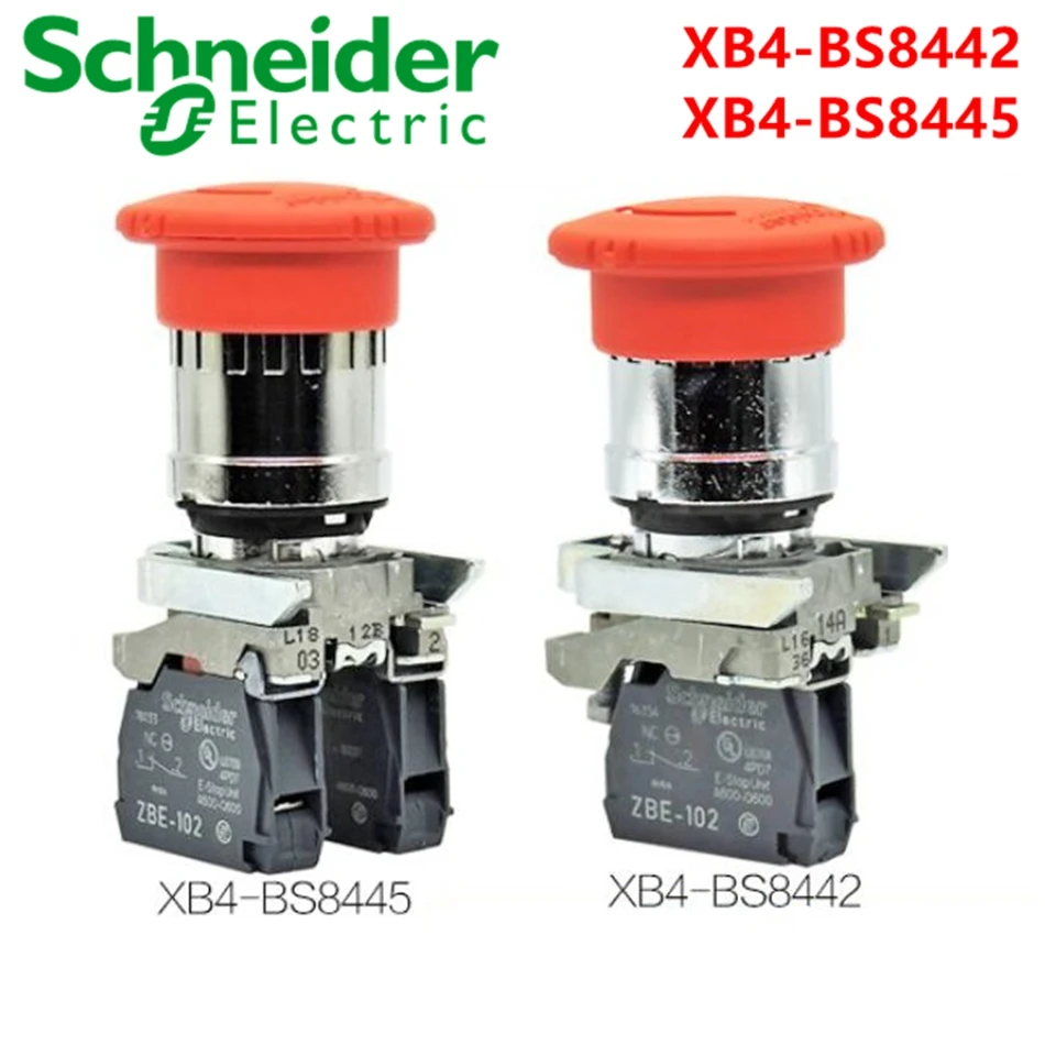 Schneider XB4-BS8442  XB4-BS8445 Emergency stop button switch 22mmΦ / 44mm ZBE-101 ZBE-102 height new original