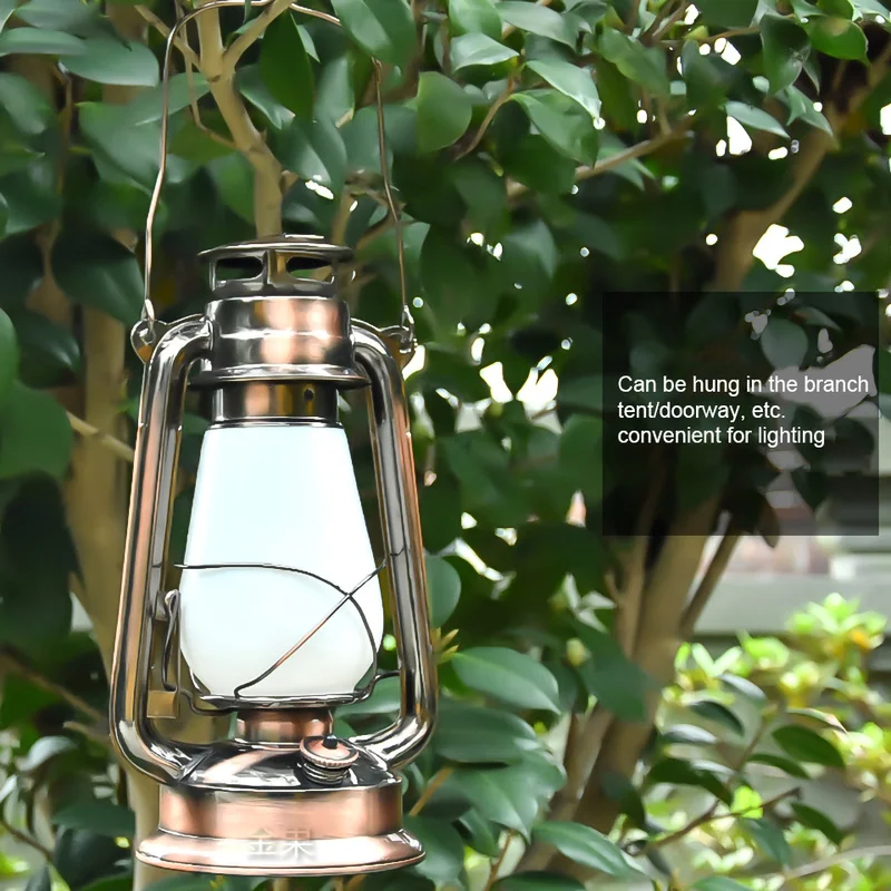 Vintage Camping Lantern LED Candle Flame Light Battery Power Outdoor Portable Kerosene Lamp For Tent Fishing Holiday Decoration