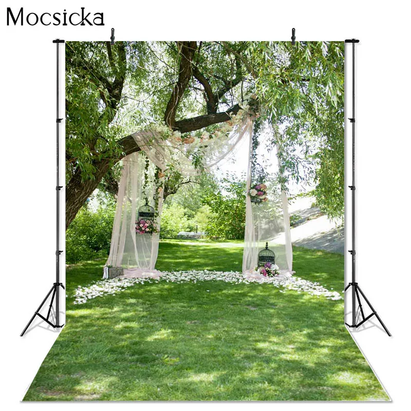 Mocsicka Spring Photography Background Big Tree Wedding Bird Cage Decoration Props Wedding Bridal Shower Photo Backdrop Studio