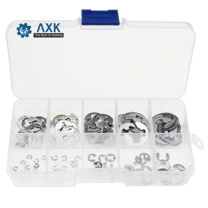 120 PCS/200 pcs Rvs Rvs E Clip washer Assortiment Kit borgring borgring voor as fastener m1.5 ~ M10
