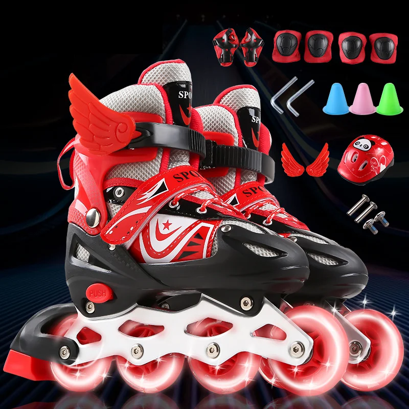 

Inline Roller Skate Shoes Skates Kids Adult Roller Skating Shoes Sliding Skate Patins Sneakers Rollers Adjustable Wheels Shoes