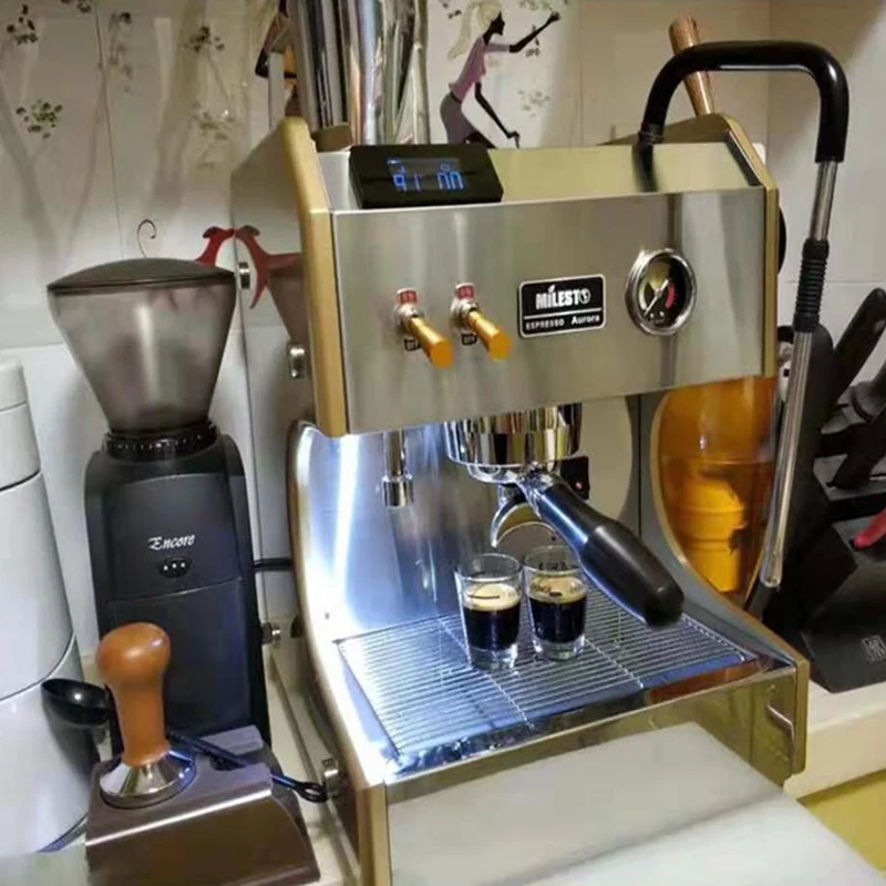 Máquina de café semiautomática de acero inoxidable, cafetera italiana para hacer café Espresso, comercial, EM-19-M2, 2500W, 1 ud.