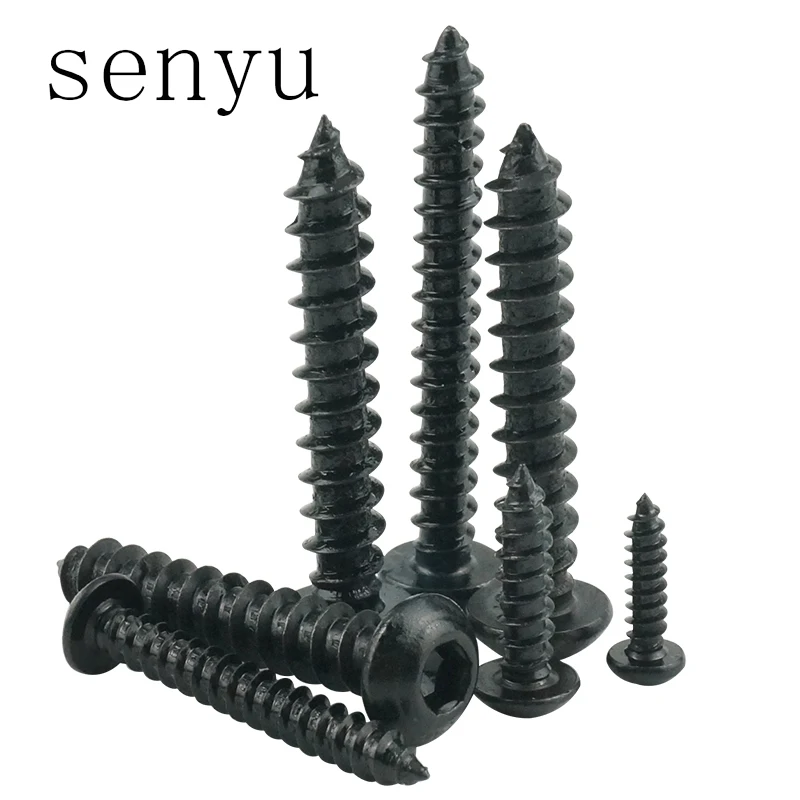 GB/T 8.8 degree M3 M4 M5 M6 BLACK Round Head Hexagon Head Cup Model Self-tapping add hard sound carbon steel screws image 5