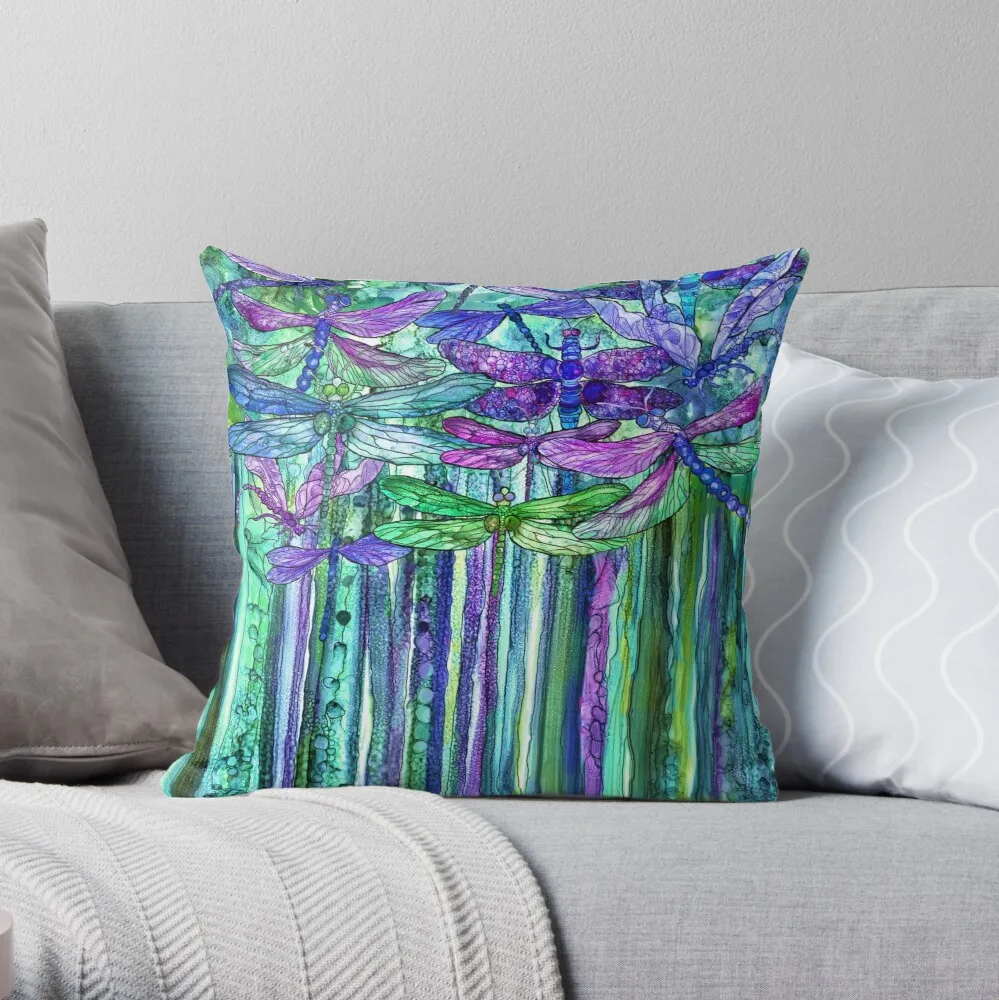 Dragonfly Bloomies 1 - Purple Throw Pillow Pillowcase Cushion Cover Home Sofa Pillow Cover Cushion Cover 40x40cm 45x45cm