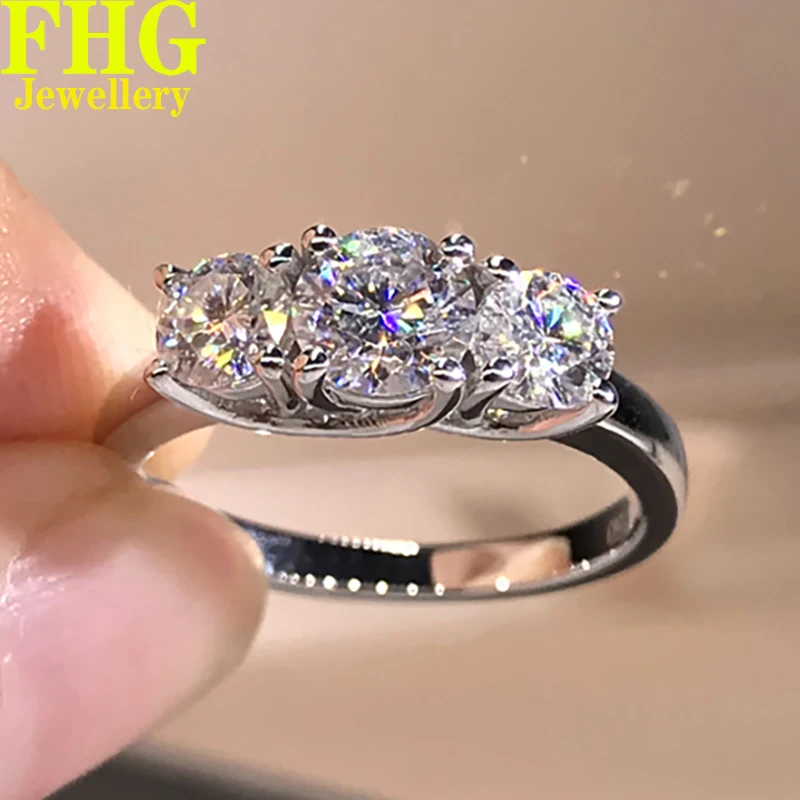 

Solid 9K Au375 White Gold Ring DVVS Moissanite Diamonds 2Carat heart Luxury Wedding Party Engagement Anniversary Ring