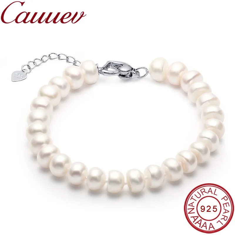 High Quality Natural Freshwater Pearl Bracelets gift For Women Amazing Price 8-9mm Pearl Jewelry Silver 925 Bracelet   jewellery