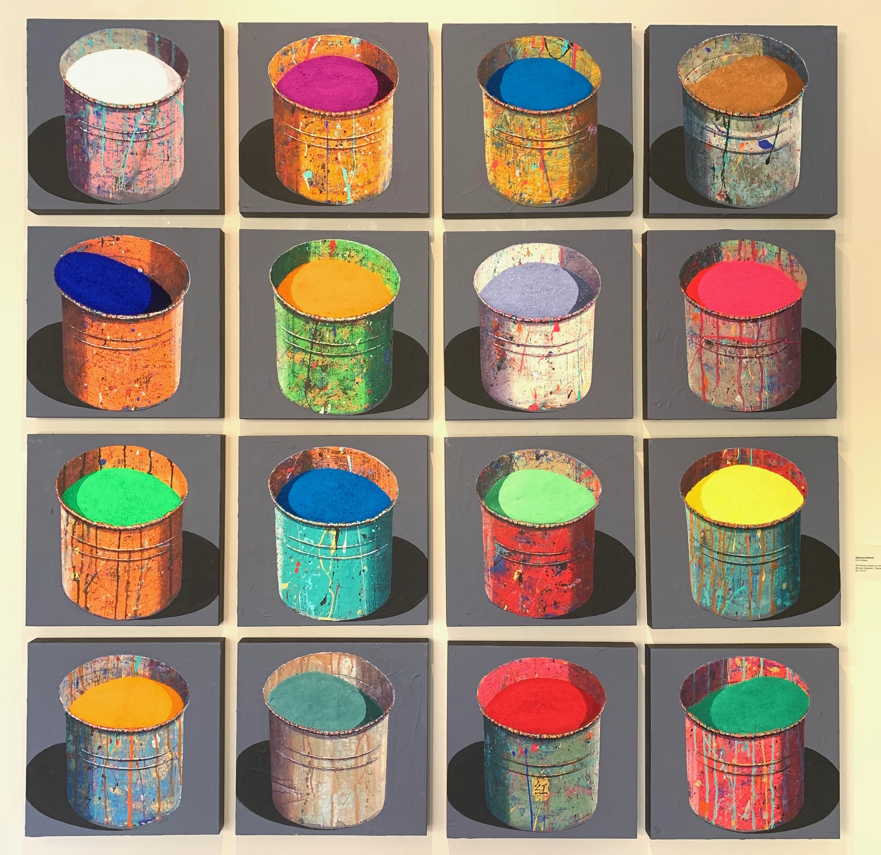 Hand-painted Oil Painting Paintings of Stephane Braud, Acrylic Painting, Paint Bucket with Paint Framed, Ready to Hang