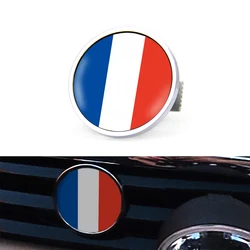 Car 3D Metal French Flag Blue White Red Front Grille Emblem Badge Sticker For Mini Cooper Mercedes Accessories